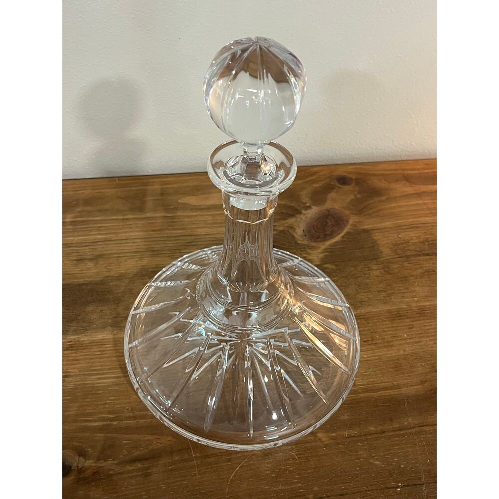 Vtg European Cut Crystal Decanter w/ Globe Stopper Mid-Century Barware Elegant - Picture 9 of 12